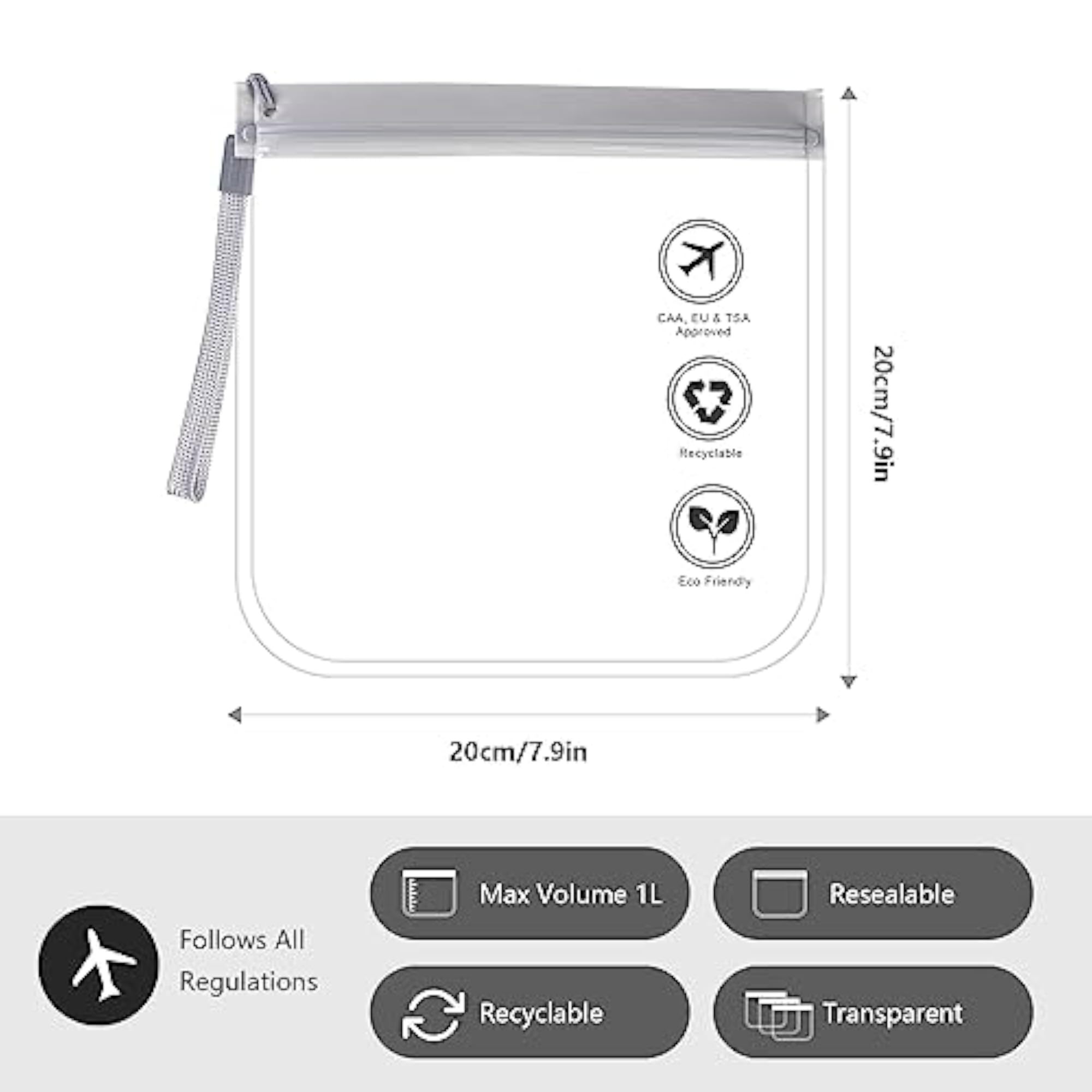TSA Approved Transparent Toiletry Bag, Leak-Proof